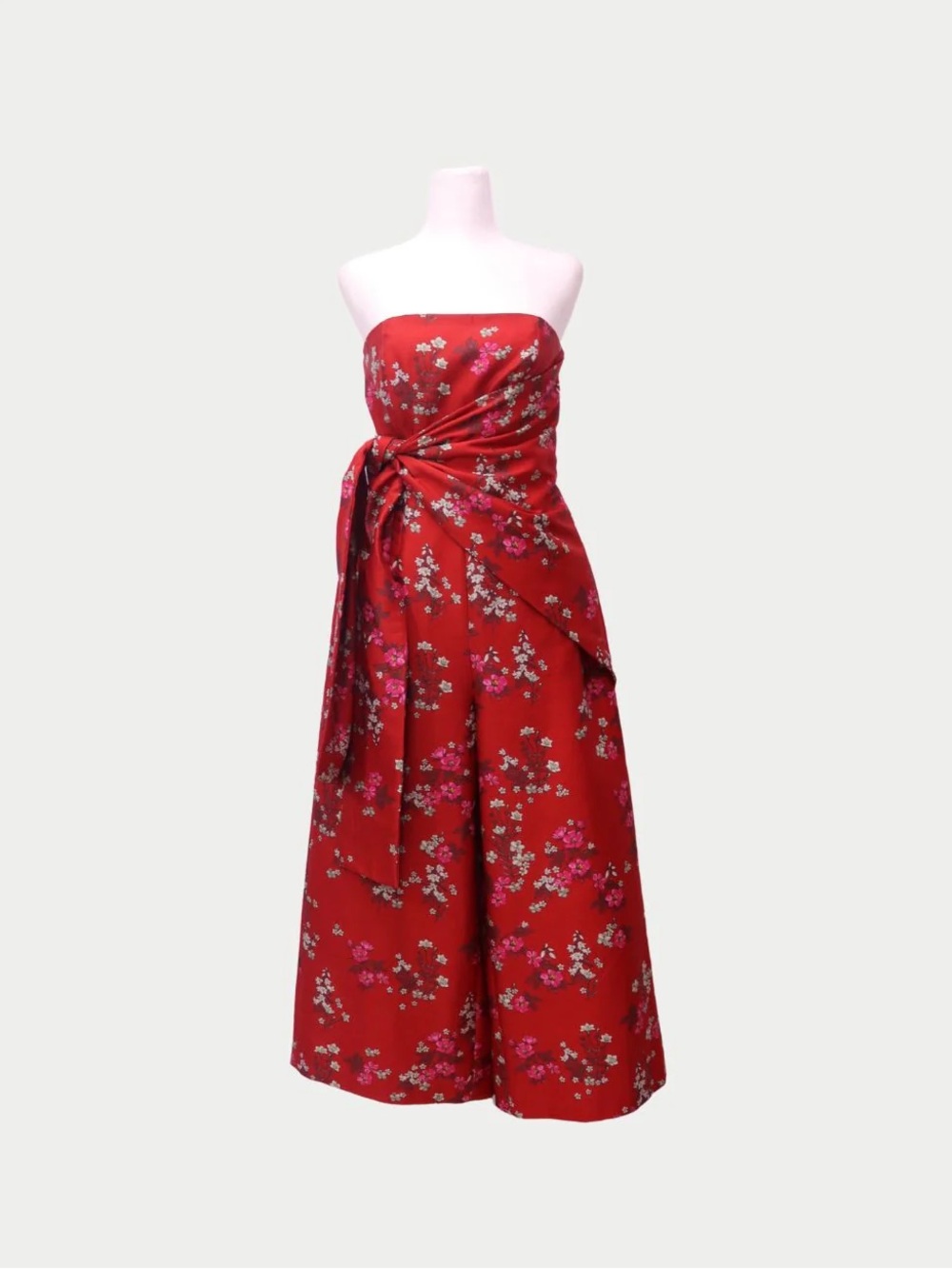 KEEPSAKE the Label Red Floral Strapless Jumpsuit